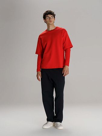 Футболка оверсайз с двойным рукавом Kosmos, красная, размер XS/S