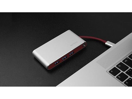 Хаб 8-в-1 Type-C «Hermes», USB 3.0 x 3, Type-C PD, HDMI, LAN, картридер