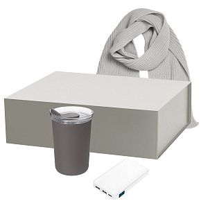 Подарочный набор Страда (Strada), Анкор (Ancor), Форгес (Forges), серый (термокружка, аккумулятор, шарф)