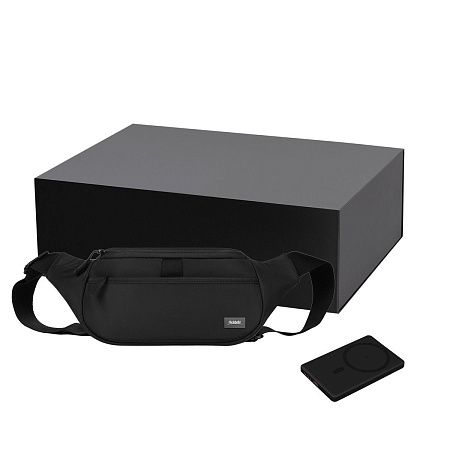 Подарочный набор Boston, Atlantis, черный (поясная сумка, аккумулятор)