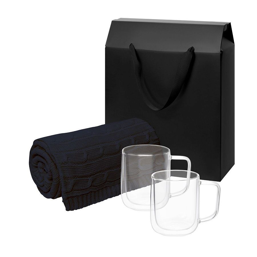 Подарочный набор Виора (Viora), Фадо (Fado) в черной коробке-пакете (2 кружки+плед)