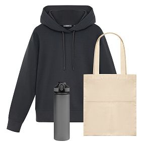 Набор с одеждой ALEX (худи, бутылка, шоппер), серый, S