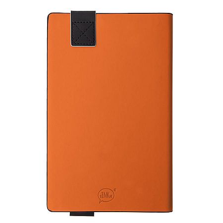 Бизнес-блокнот UNI, A5, бело-оранжевый, мягкая обложка, в линейку, черное ляссе