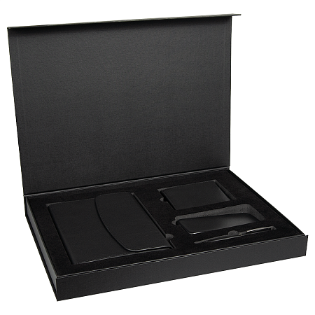 Набор подарочный Solution Prestige Quadro ( ежедневник в суперобложке, кошелек, аккумулятор «Universal», ручка), черный