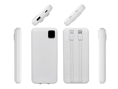 Внешний аккумулятор со встроенными кабелями «Фрэйм», 10000мач