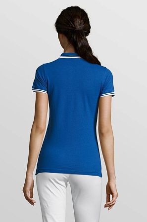 Рубашка поло женская Pasadena Women 200 с контрастной отделкой, ярко-синяя с белым, размер XXL