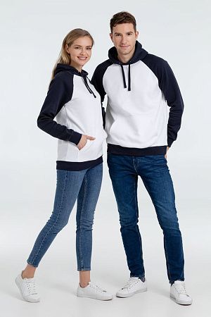 Толстовка унисекс Seattle, белая с темно-синим, размер 3XL