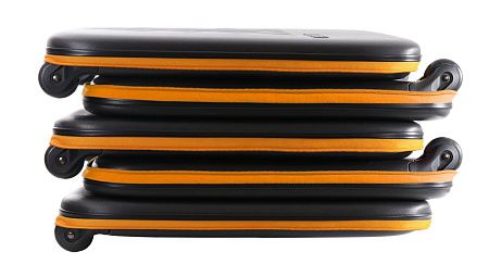 Чемодан складной Rollink Earth 55x40x20 см, 2 колеса, черный/оранжевый
