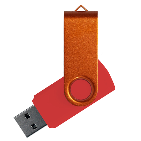 Флеш накопитель USB 2.0 Twister Сolor Mix 16GB, пластик Софт Тач/металл, красный/оранжевый