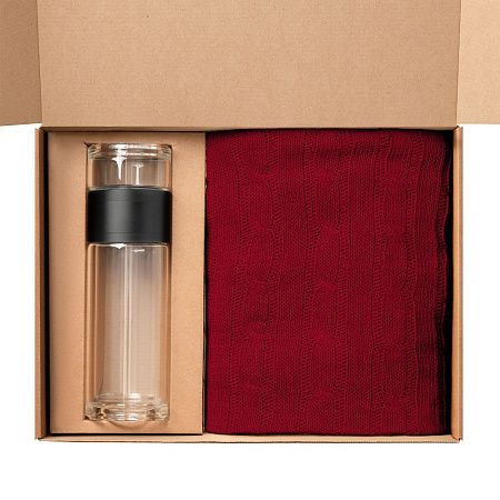 Подарочный набор Терсо (Terso), Фадо (Fado), красный (плед, термобутылка)