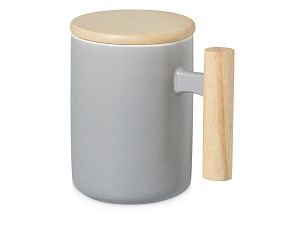 Кружка с ручкой и крышкой из каучукового дерева «Jeny»