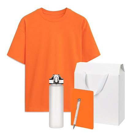 Набор с одеждой RUST (футболка, бутылка, блокнот, ручка), оранжевый/белый, XS/S