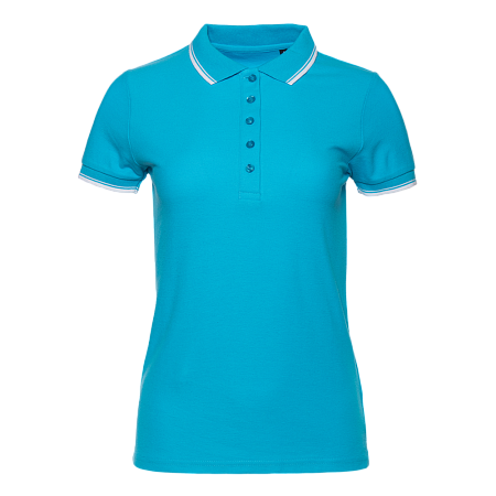 Рубашка поло женская STAN с окантовкой хлопок/полиэстер 185, 04BK, Бирюзовый,  (32)  (54/XXXL)