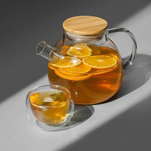 Заварочный чайник с бамбуковой крышкой «Sencha», цвет: прозрачный