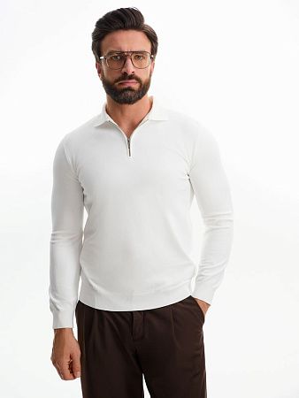 Рубашка поло мужская с длинным рукавом Terrazzo, белая, размер S/M