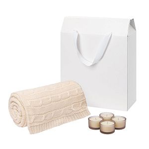 Подарочный набор Sento, Fado, бежевый (свечи, плед)