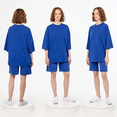 Футболка унисекс оверсайз T1, синяя, размер M/L