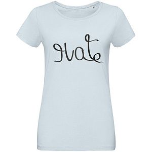 Футболка женская Hate-Love, голубая под нанесение