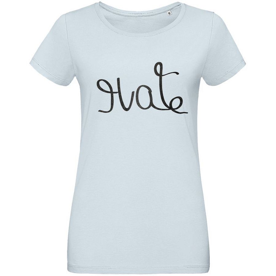 Футболка женская Hate-Love, голубая под нанесение