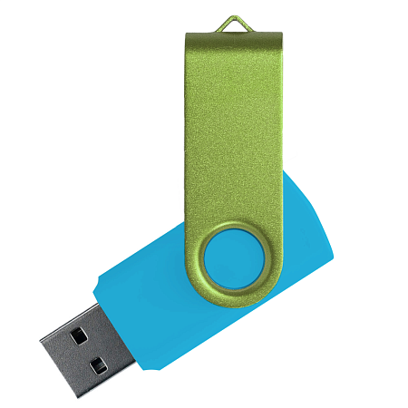 Флеш накопитель USB 2.0 Twister Сolor Mix 16GB, пластик Софт Тач/металл, голубой/светло-зеленый