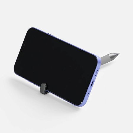 Ручка шариковая Standic с подставкой для телефона, серая