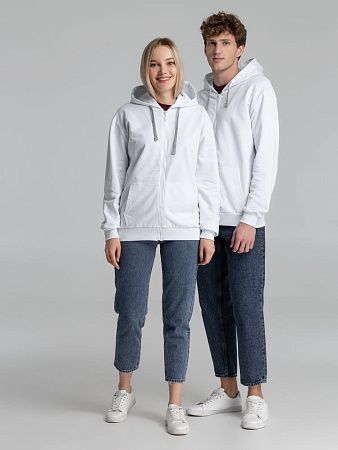 Толстовка на молнии с капюшоном Unit Siverga, белая, размер S
