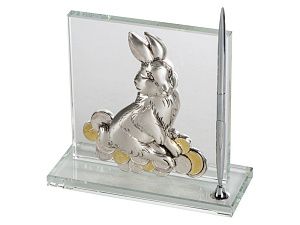 Настольный прибор «Удачное приобретение», цвет: черный, серебристый