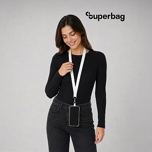 Лента для бейджа Flat, с карабином и держателем для телефона (белый)