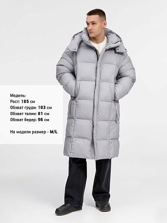 Пуховик унисекс Kapsula, серый, размер XS/S