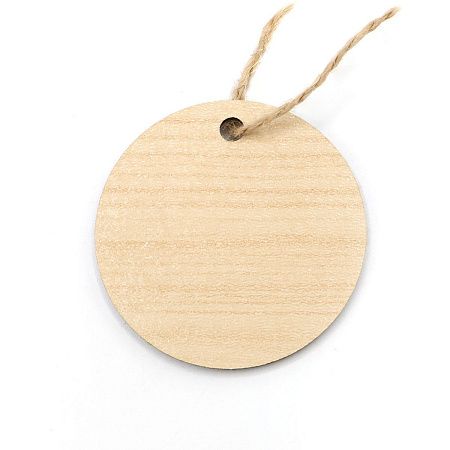 Бирка из ламинированного ХДФ на верёвке, Круглая