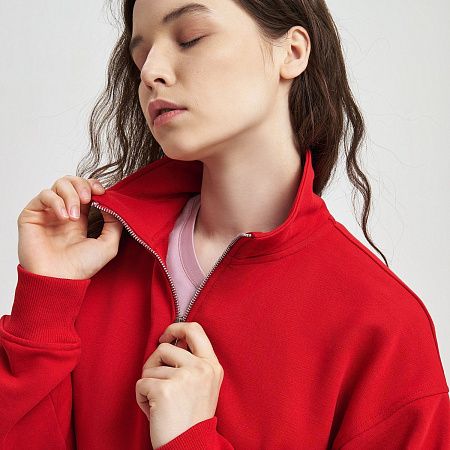 Толстовка на молнии унисекс Флоу (Flow), красная, размер M/L