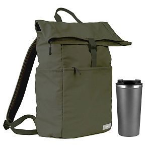 Подарочный набор Палермо (Palermo), Бостон (Boston), зеленый/серый (рюкзак, термокружка)