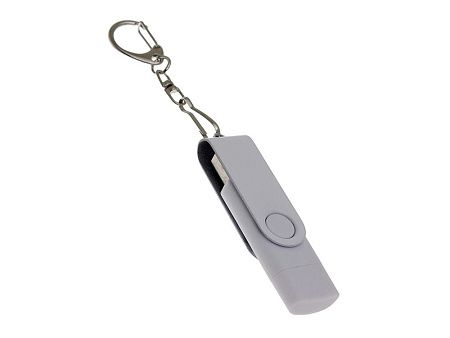 USB 2.0- флешка на 32 Гб с поворотным механизмом и дополнительным разъемом Type-C