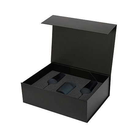 Подарочный набор свеча Enigma + 2 бокала для шампанского Sapphire в черной коробке