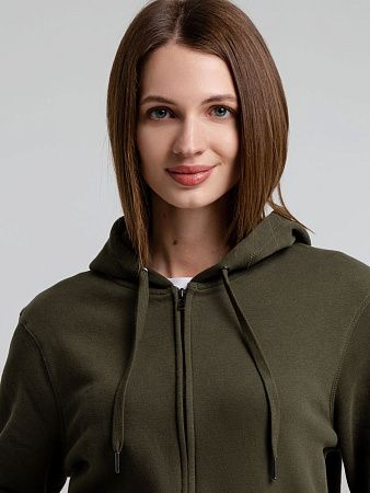 Толстовка на молнии с капюшоном унисекс King, хаки, размер XS