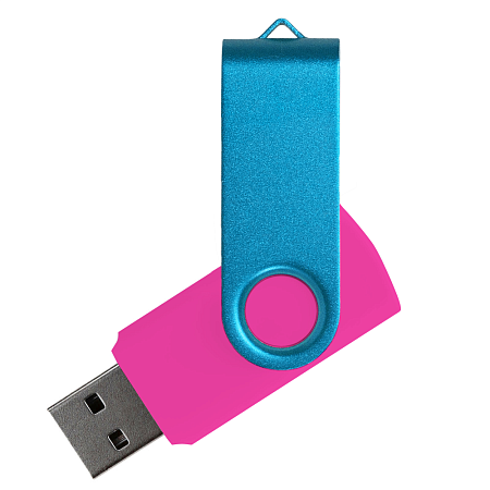 Флеш накопитель USB 2.0 Twister Сolor Mix 16GB, пластик Софт Тач/металл, розовый/голубой