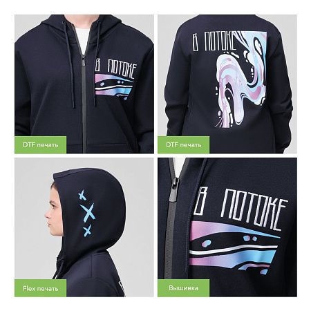 Толстовка на молнии с капюшоном MATEO темно-синяя, размер S/M