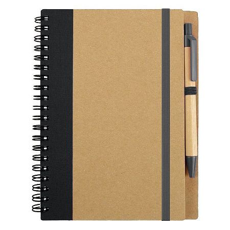 Блокнот B6 Easy Way, на пружине, в твердой обложке, c ручкой, черный