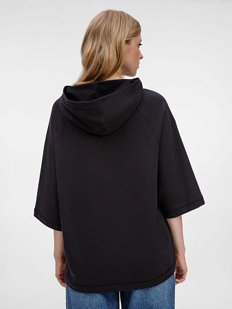 Футболка оверсайз унисекс с капюшоном Neofit, черная, размер XS/S