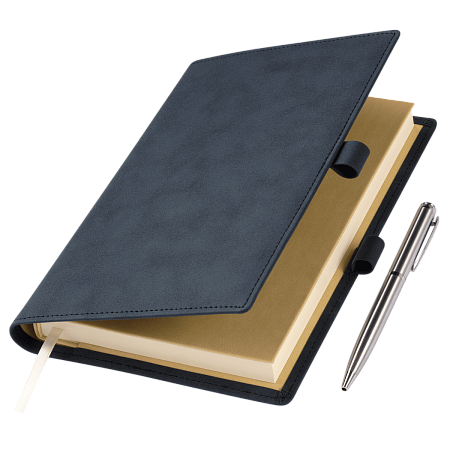 Ежедневник-портфолио Clip NEO недатированный в подарочной коробке, черный (в комплекте ручка Tesoro серебро)