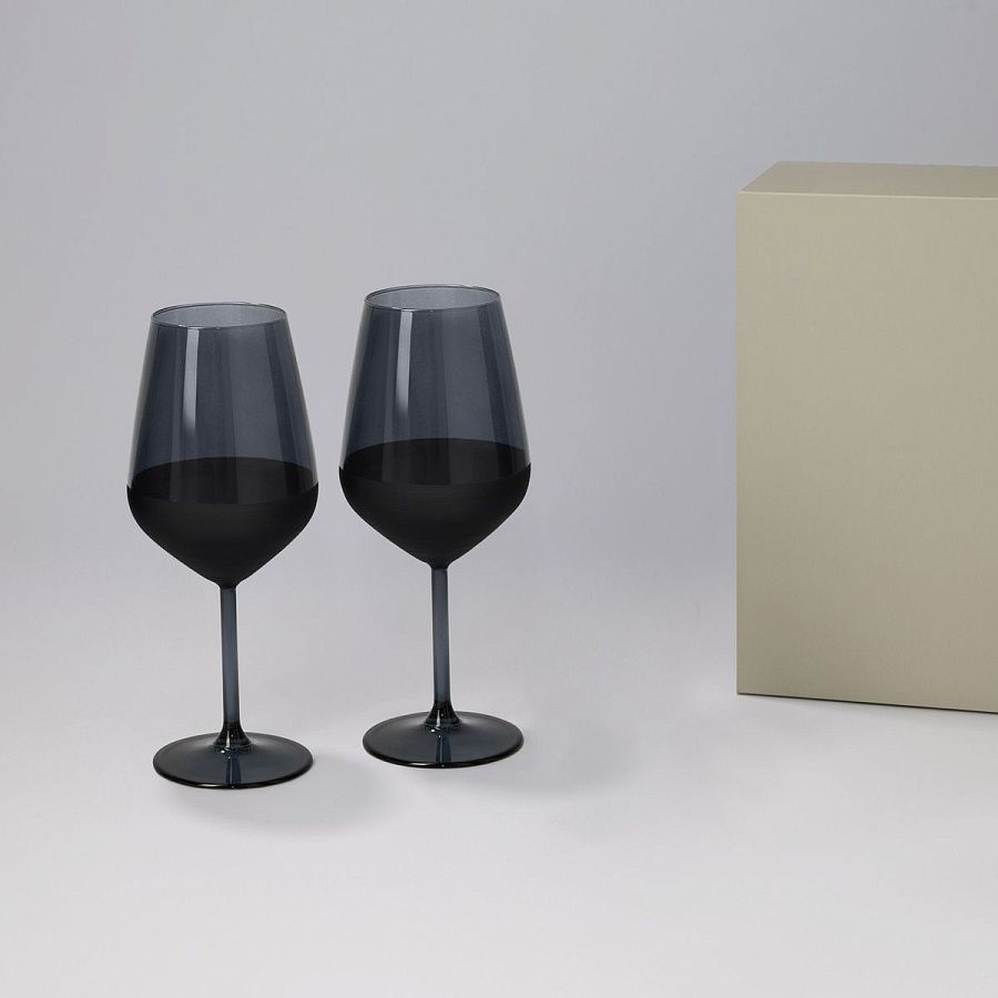 Подарочный набор 2 бокала для вина Блэк Эдишн (Black edition) в серой коробке