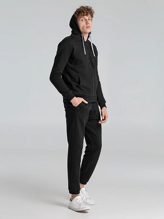 Толстовка на молнии с капюшоном Unit Siverga Heavy, черная, размер XS