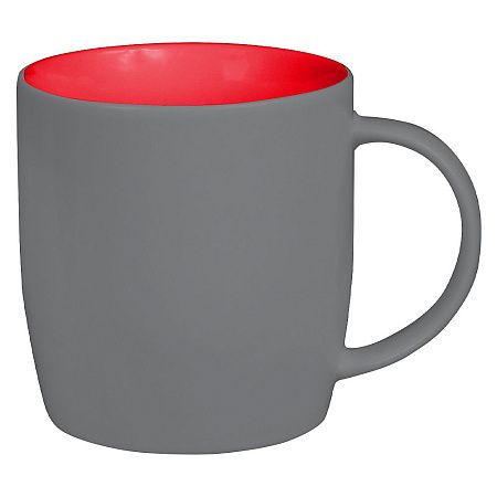 Кружка фарфоровая Casa Grande Lupin Soft, софт тач, 400 мл, серый/красный