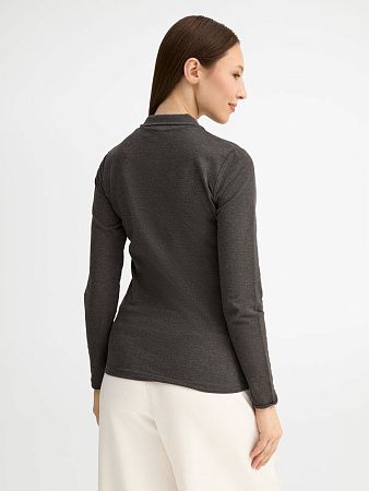 Рубашка поло женская с длинным рукавом Perfect LSL Women, черный меланж, размер XXL