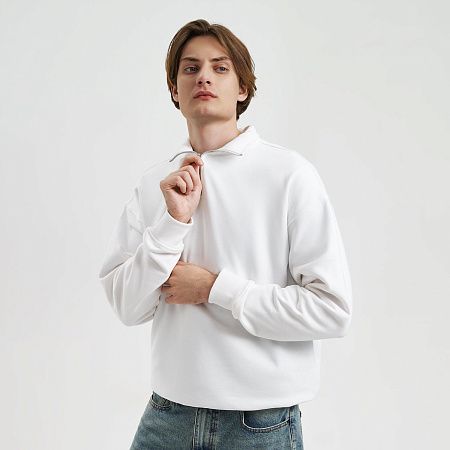 Толстовка на молнии унисекс Флоу (Flow), белая, размер 5XL/6XL