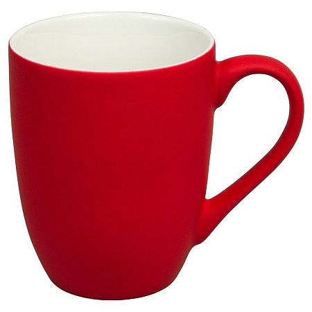 Кружка фарфоровая Casa Grande Tulip Soft софт тач, красная/белая, 350 мл