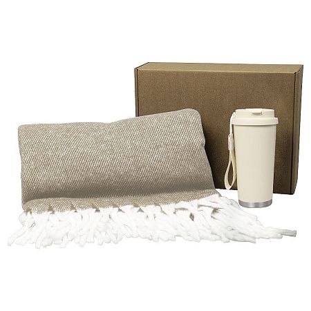 Набор подарочный Solution Duo (плед Super Soft Nature, термокружка "Cosmostar"), бежевый