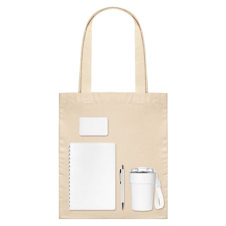 Подарочный набор Welcome Pack, белый (термокружка, ежедневник, ручка, ЗУ, шоппер)