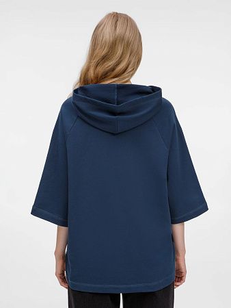 Футболка оверсайз унисекс с капюшоном Neofit, темно-синяя, размер XS/S