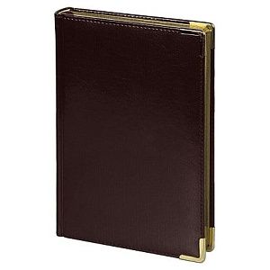 Ежедневник полудатированный Classic Pristine Gold А5, темно-коричневый с золотом, с металлическими уголками, в твердой обложке с поролоном